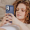 Motorola Moto G06/G06 Power Børstet TPU-deksel - karbonfiber - blå