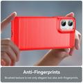 Motorola Moto G06/G06 Power børstet TPU-deksel - karbonfiber - rød