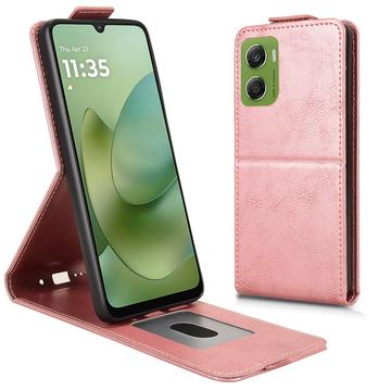 Motorola Moto G06/G06 Power vertikalt flip-etui med stativ - Roségull