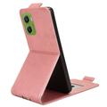 Motorola Moto G06/G06 Power vertikalt flip-etui med stativ - Roségull