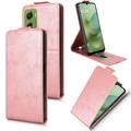Motorola Moto G06/G06 Power vertikalt flip-etui med stativ - Roségull