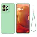 Motorola Moto G17 Power/G17/G15 Flytende silikon-deksel med håndstropp - Grønn