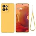 Motorola Moto G17 Power/G17/G15 Flytende silikon-deksel med håndstropp - Gul