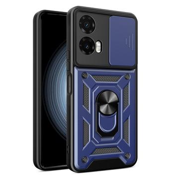 Motorola Moto G35 Hybrid-deksel med Roterende Ring med Kameraskjold - Blå
