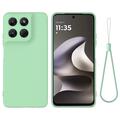 Motorola Moto G37/G37 Power/G47 Flytende silikon-deksel med håndstropp - Grønn