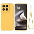 Motorola Moto G37/G37 Power/G47 Flytende silikon-deksel med håndstropp - Gul