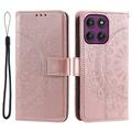 Motorola Moto G37 Power Mandala Lommebok-deksel med håndleddsstropp - rosa