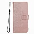 Motorola Moto G37 Power Mandala Lommebok-deksel med håndleddsstropp - rosa