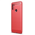 Motorola Moto G50 Børstet TPU Deksel - Karbonfiber - Rød