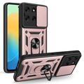 Motorola Moto G56 Hybrid-deksel med Roterende Ring med Kameraskjold - Roségull