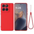 Motorola Moto G77 Power Flytende silikon-deksel med håndstropp - Rød