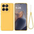 Motorola Moto G77 Power Flytende silikon-deksel med håndstropp - Gul