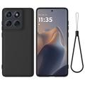 Motorola Moto G67/G77/G87/G Max Flytende silikon-deksel med håndstropp