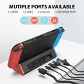 Ladestasjon med flere porter for Nintendo Switch / Switch OLED (LAN-modell) Bærbart ladestativ for spillkonsoll med 1000 Mbs LAN / 4K HD / Type-C / USB-porter Støtter TV-modus