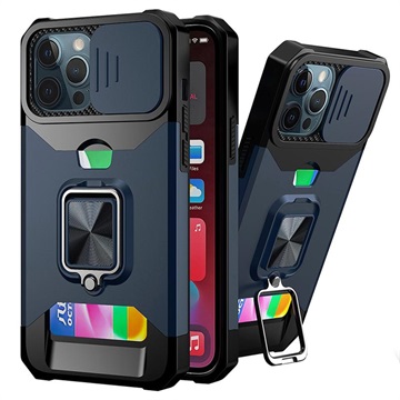 Multifunksjonell 4-i-1 iPhone 12 Pro Max Hybrid-deksel - Marine Blå