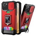 Multifunksjonell 4-i-1 iPhone 12/12 Pro Hybrid-deksel - Rød