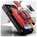 Multifunksjonell 4-i-1 iPhone 13 Mini Hybrid-deksel - Rød
