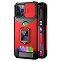 Multifunksjonell 4-i-1 iPhone 13 Pro Max Hybrid-deksel - Rød
