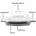 4-in-1 Multifunksjonell MicroSD/SD Kortleser - Hvit