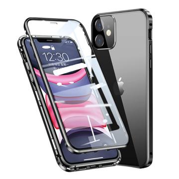 iPhone 11 Magnetic Deksel med Herdet Glass - Svart