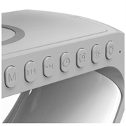 N69 Multifunksjonell APP-kontroll 15W trådløs lader Bluetooth-høyttaler med klokke og stemningslys, EU-kontakt - hvit