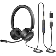NYTT BEE H360 telefonhodesett på øret 3,5 mm / USB kablet støydempende mikrofon med mikrofon for datamaskin PC bærbar PC Stereo