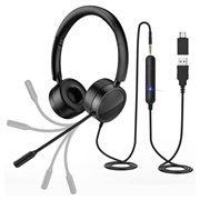 NYTT BEE H360 telefonhodesett på øret 3,5 mm / USB kablet støydempende mikrofon med mikrofon for datamaskin PC bærbar PC Stereo