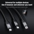 NILLKIN Swift Pro 3-i-1-kabel med nylonflettet USB til Type-C / iP / Micro ladekabel