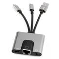NK-1056S 3-i-1 Ethernet-adapter - USB-C, USB-A og Lightning - 10cm