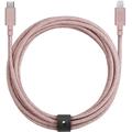 Native Union Night USB-C til Lightning-kabel med lærspenne - 3m - rosa