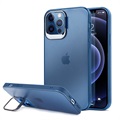 iPhone 12/12 Pro Hybrid Deksel med Skjult Stativ - Blå / Gjennomsiktig