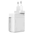 Nillkin Icecore 65W GaN-lader med uttrekkbar USB-C-kabel - hvit