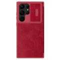 Nillkin Qin Pro Series Samsung Galaxy S23 Ultra 5G Flip-deksel - Rød