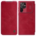 Nillkin Qin Series Samsung Galaxy S22 Ultra 5G Flip-deksel - Rød