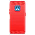 Nokia XR20 Børstet TPU Deksel - Karbonfiber - Rød