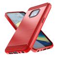Nokia XR20 Børstet TPU Deksel - Karbonfiber - Rød