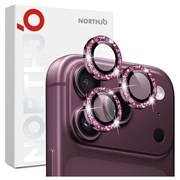 iPhone 18 Pro/18 Pro Max Northjo Glitter-kameraobjektivbeskyttelse - burgunder