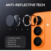 Samsung Galaxy S26 Northjo Sett med kameralinsebeskyttere med rhinsteiner - Oransje