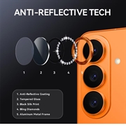 Samsung Galaxy S26+ Northjo Sett med kameralinsebeskyttere med rhinsteiner - Oransje