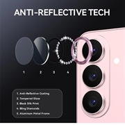 Samsung Galaxy S26+ Northjo Sett med kameralinsebeskyttere med rhinsteiner - Rosa