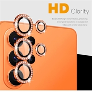 Samsung Galaxy S26 Ultra Northjo Sett med kameralinsebeskyttere med rhinsteiner - Oransje