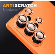 Samsung Galaxy S26 Ultra Northjo Sett med kameralinsebeskyttere med rhinsteiner - Oransje