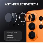 Samsung Galaxy S26 Ultra Northjo Sett med kameralinsebeskyttere med rhinsteiner - Oransje