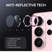 Samsung Galaxy S26 Ultra Northjo Sett med kameralinsebeskyttere med rhinsteiner - Rosa