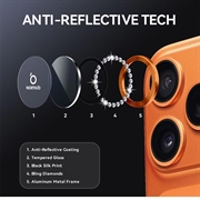 iPhone 17 Pro/17 Pro Max Northjo Sett med kameralinsebeskyttere med rhinsteiner - Oransje