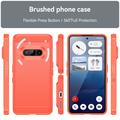 Nothing Phone (3a) Børstet TPU Deksel - Karbonfiber - Rød
