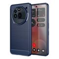 Nothing Phone (3a) Pro Børstet TPU-deksel - karbonfiber - blå