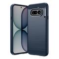 Nothing Phone (4a) Børstet TPU-deksel - karbonfiber - blå