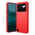 Nothing Phone (4a) Pro børstet TPU-deksel - karbonfiber - rød