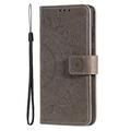 Nothing Phone (4a) Pro Mandala Lommebok-deksel med håndleddsstropp - grå